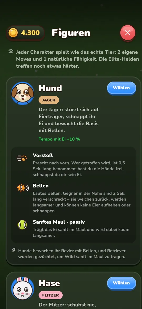 Neun Tiere mit echten Moves