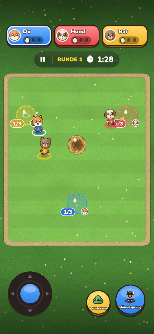 Drei Spieler, ein Nest