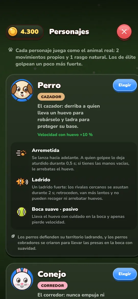 Nueve animales con movimientos reales