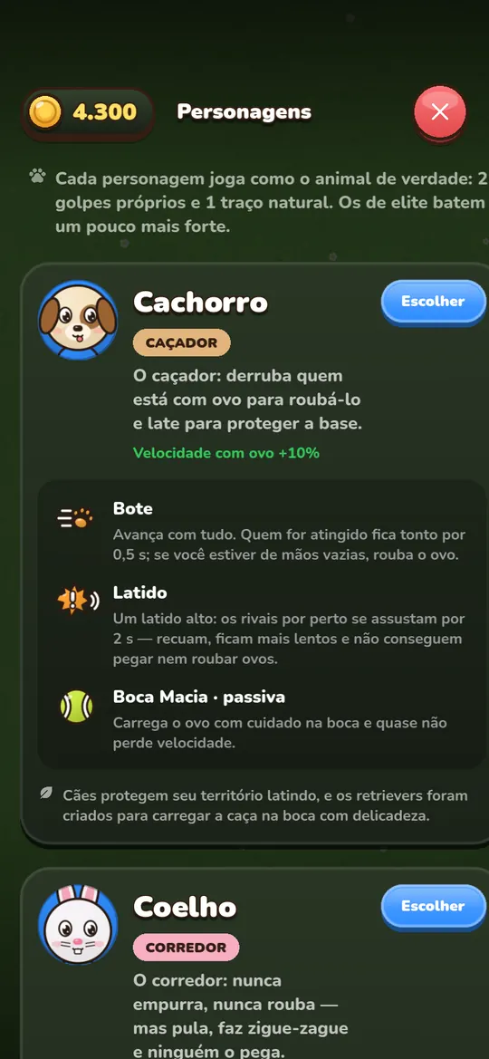 Nove animais com golpes reais